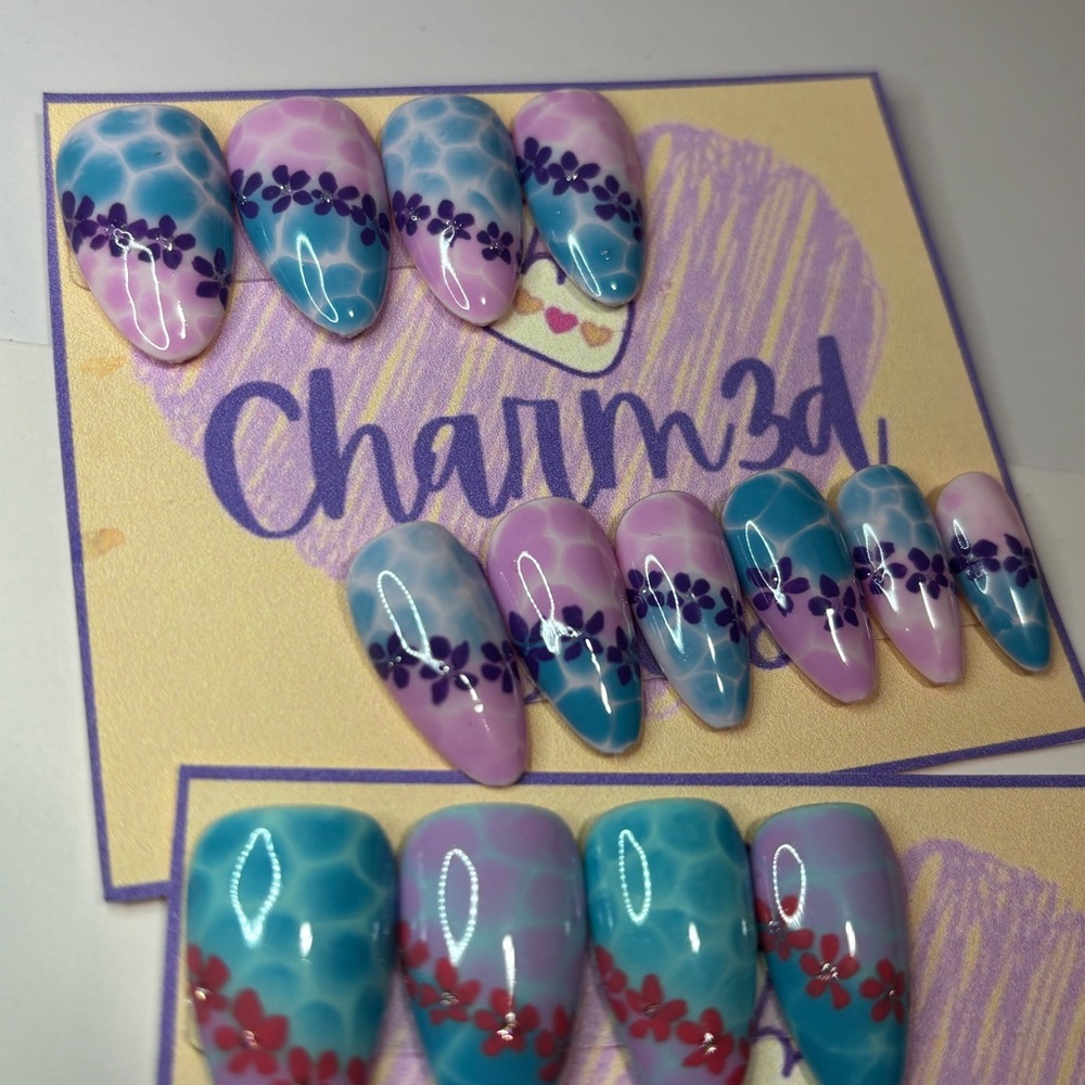 Spring Water Press On Nails, medium almond set 20 pc press ons